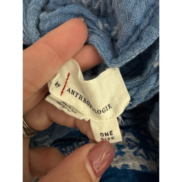 By Anthropologie Indigo Blue Dolman Sleeve Gauzy Flowy Midi Dress One Size - Picture 8 of 9